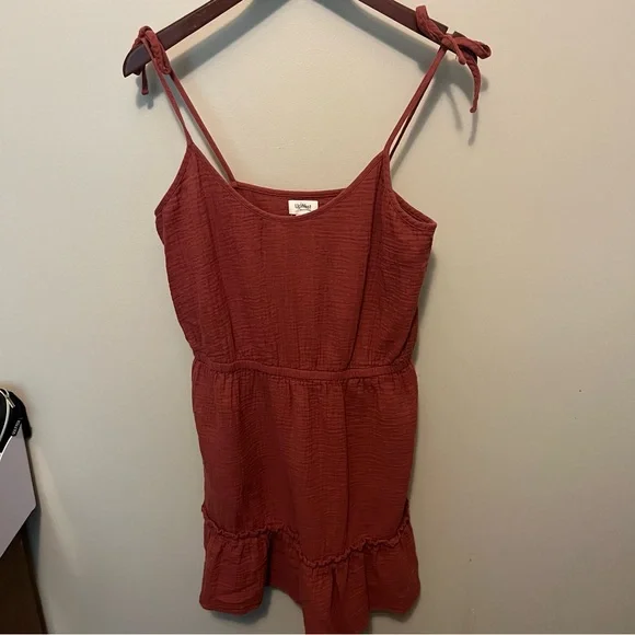 UpWest Terracotta mini sun dress adj tie shoulders boho summer beach size M - Picture 1 of 6